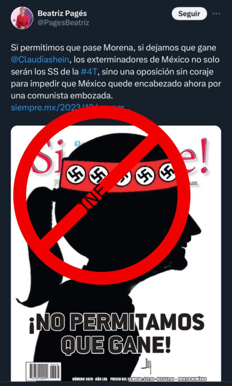 La Revista Siempre! relacionó a Claudia Sheinbaum con el Holocausto (X / @PagesBeatriz)