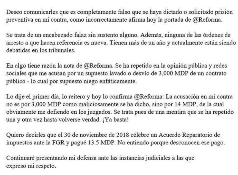 Reaparece en redes sociales para desmentir una noticia.