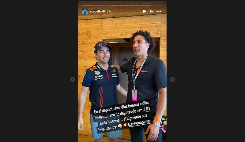 Guillermo Ochoa envió un mensaje de aliento a Checo Pérez tras el GP de Mónaco.