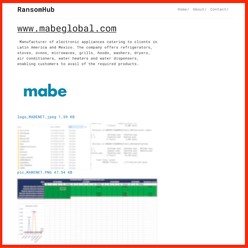 Publicación de RansomHub en la que presumen tener evidencia sobre la vulneración a Mabe.