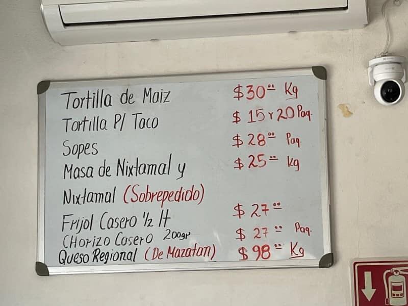 Precio del kilo de tortilla en Sonora.