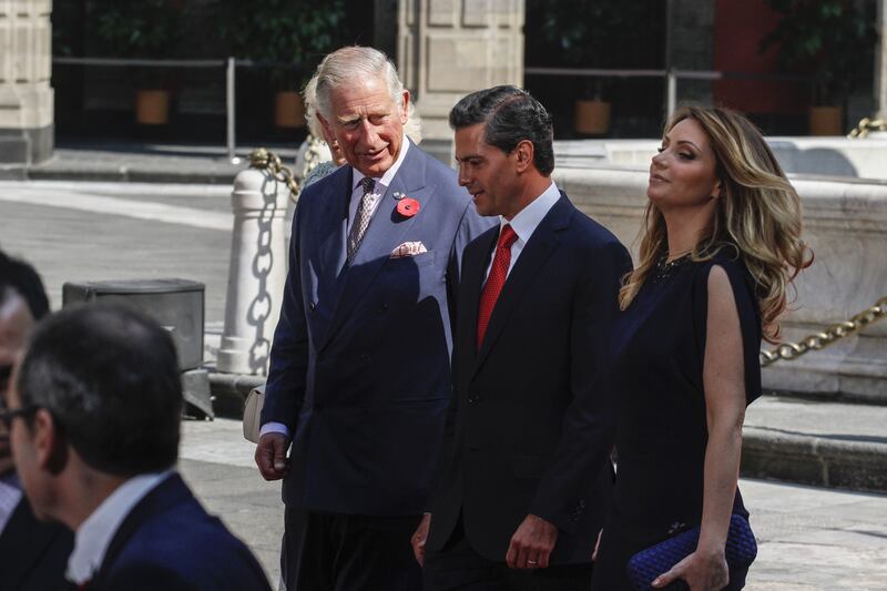 MEXICO, D.F., 03 NOVIEMBRE.- El príncipe Carlos de Gales y Enrique Peña Nieto, presidente de México, durante la presentación del Año Dual México-Reino Unido en Palacio Nacional. En la imagen, acompañados de la duquesa Camila Cornualles y Angélica Rivera de Peña. 
FOTO: ISAAC ESQUIVEL /CUARTOSCURO.COM