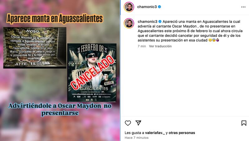 Colocan manta amenazante para famoso cantante de regional mexicano