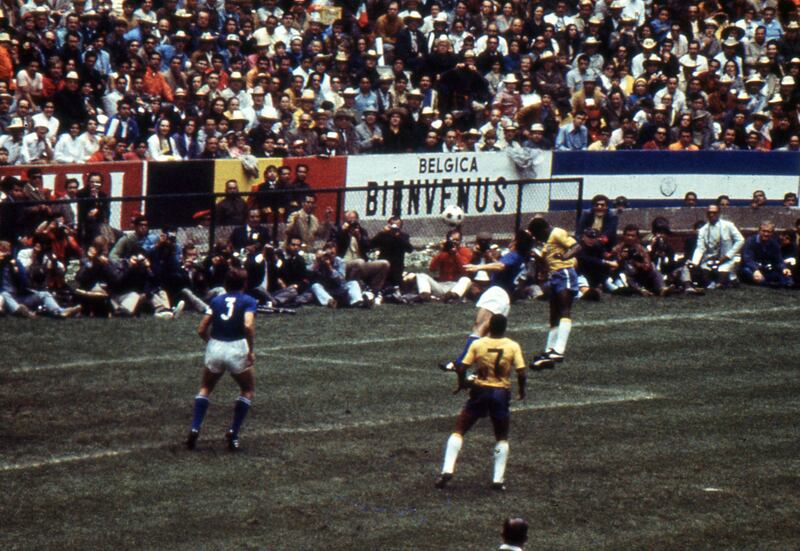 Pelé en la final del Mundial de México 1970 entre Brasil e Italia.