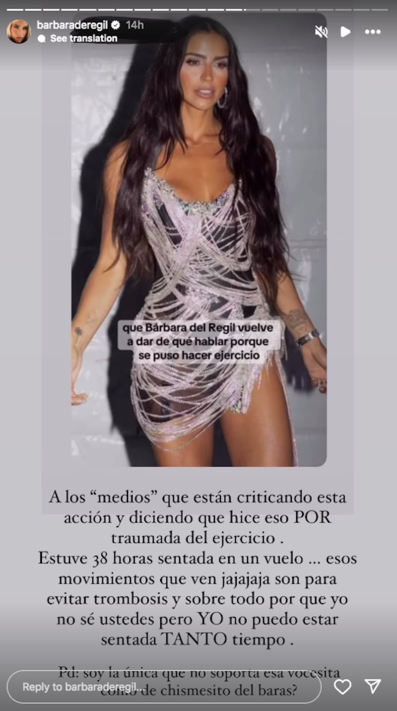 Respuesta de Bárbara de Regil en Instagram