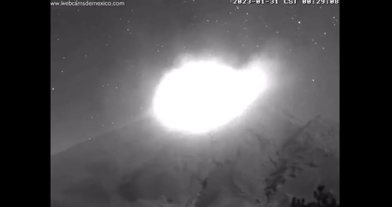 Actividad del Volcán Popocatépetl la madrugada del 31 de enero del 2023