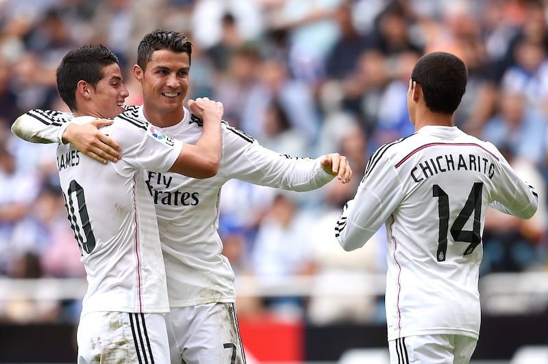 James Rodríguez y Chicharito coincidieron en el Real Madrid.