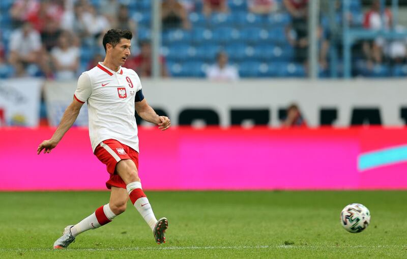 Robert Lewandowski en un partido amistoso el pasado 8 de junio