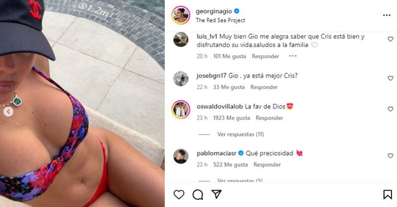 Georgina Rodríguez presume su figura en impactante bikini y este detalle se llevó las miradas