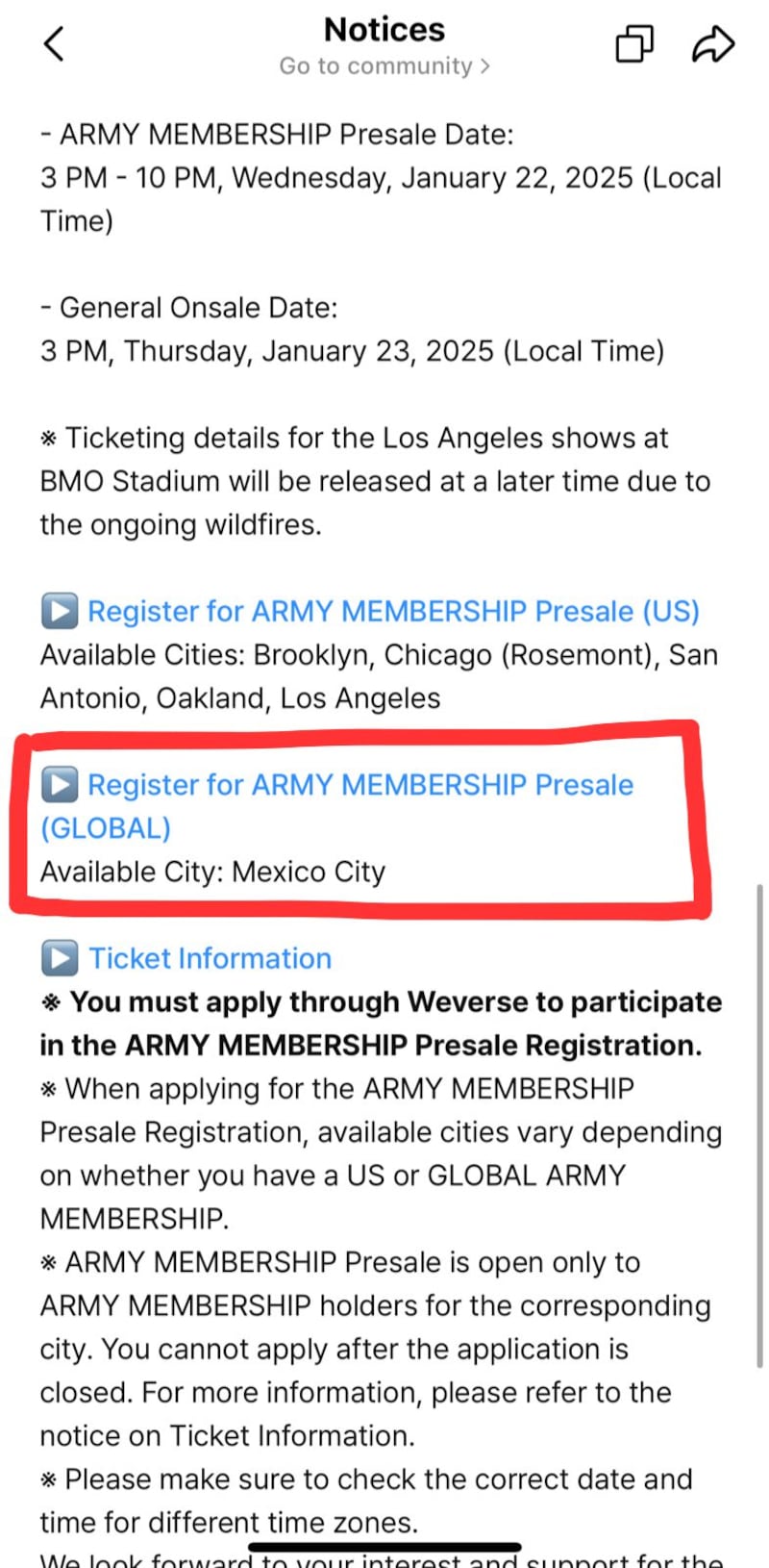 Link en el que se debe ingresar para el registro a la preventa del concierto de J-Hope en México