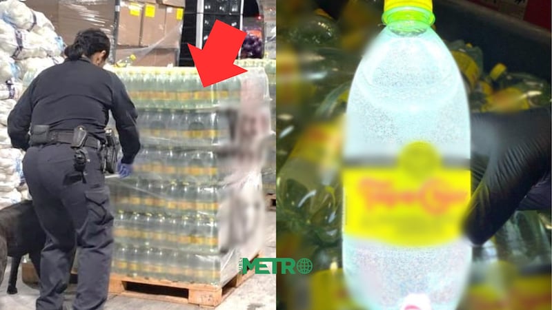 Ocultó metanfetamina en botellas de agua mineral; lo atraparon porque no tenían gas