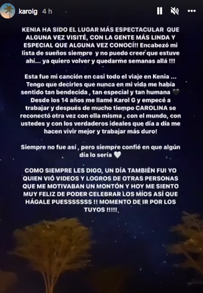 La cantante compartió un emotivo mensaje en sus redes sociales.