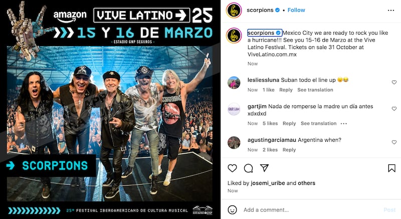 Scorpions adelanta anuncio por el Vive Latino 2025