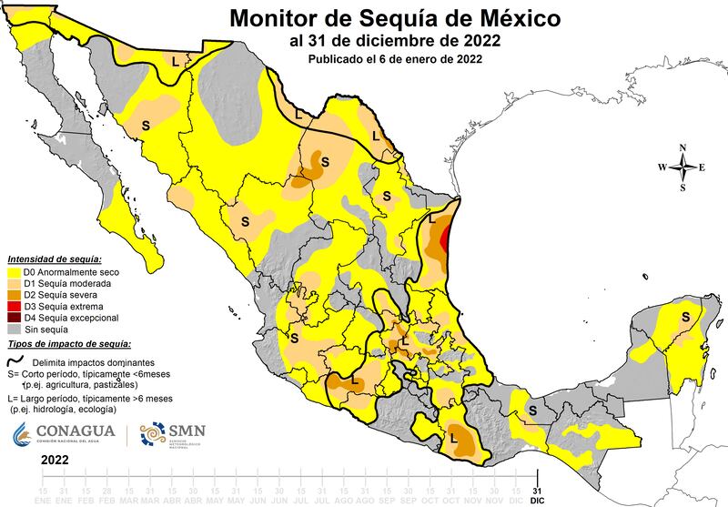 En el Monitor de Sequía se aprecian las zonas afectadas por la sequía.