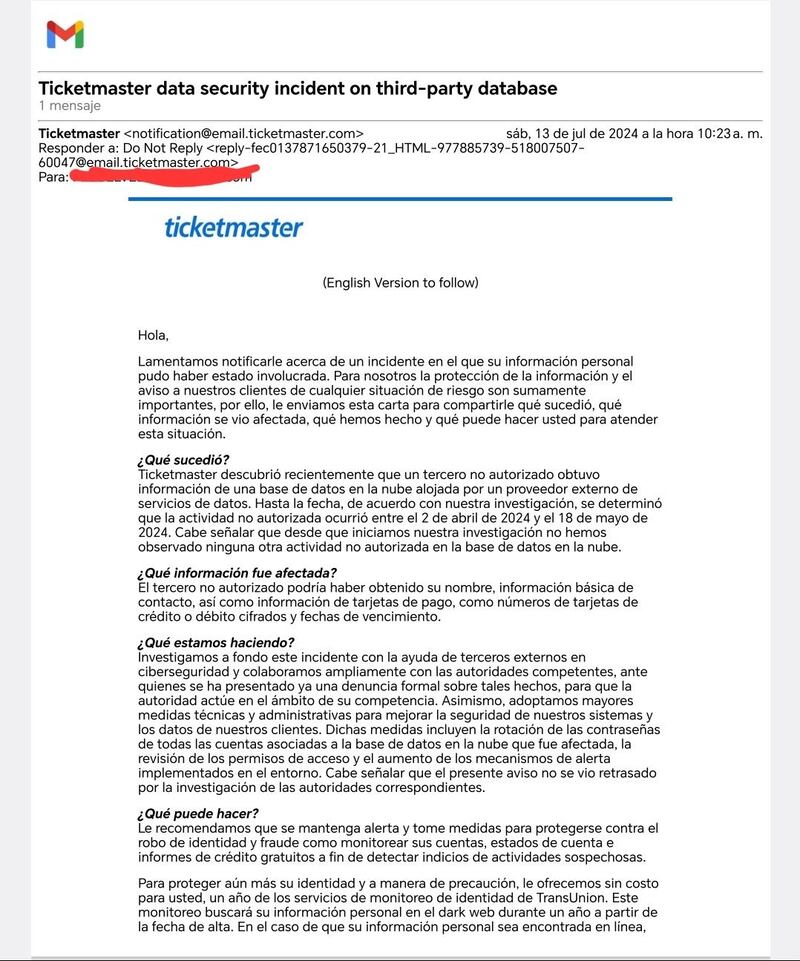 Ticketmaster confirma hackeo masivo: datos de millones de clientes en riesgo