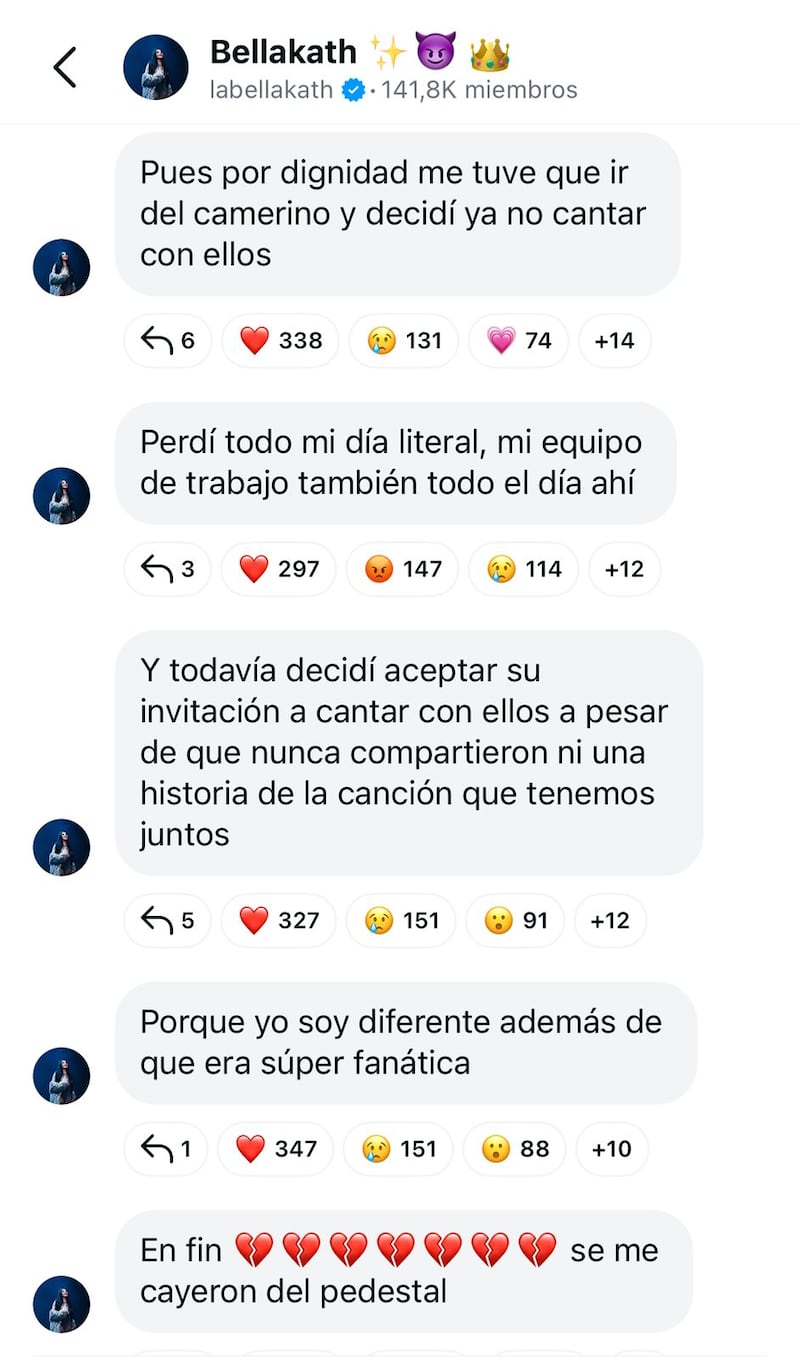 Canal de difusión de Bellakath en Instagram