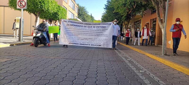 Protesta de médicos en Tlaxcala.