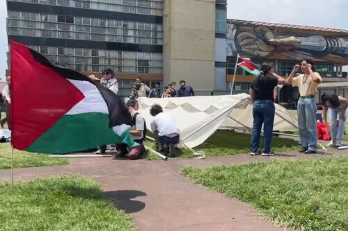 UNAM levantan campamento en apoyo a Palestina por periodo vacacional