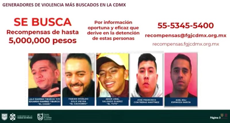 Generadores de violencia buscados en la CDMX.