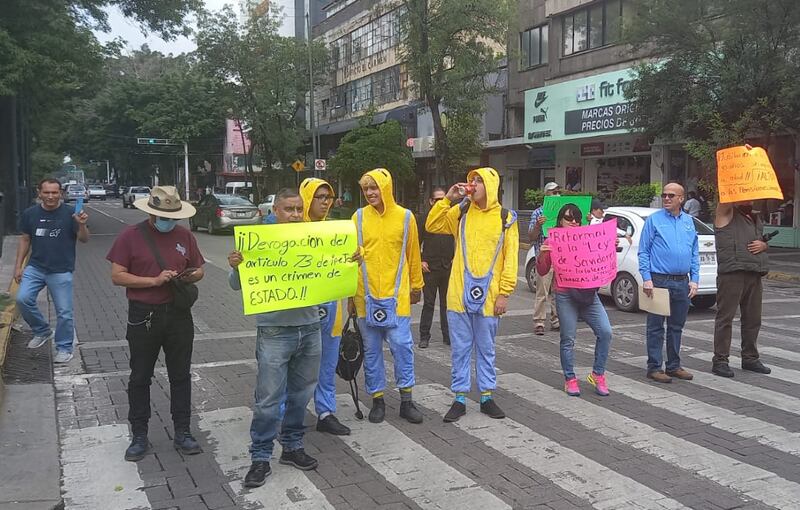 Esta mañana hubo una marcha en contra de las reformas a la Ley de Pensiones, pero estuvo bastante desairada.