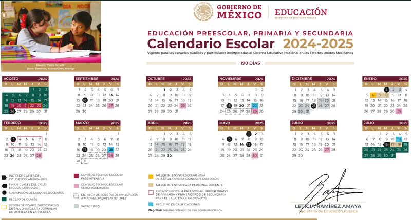 Fechas del Ciclo Escolar 2024-2025. (Especial)