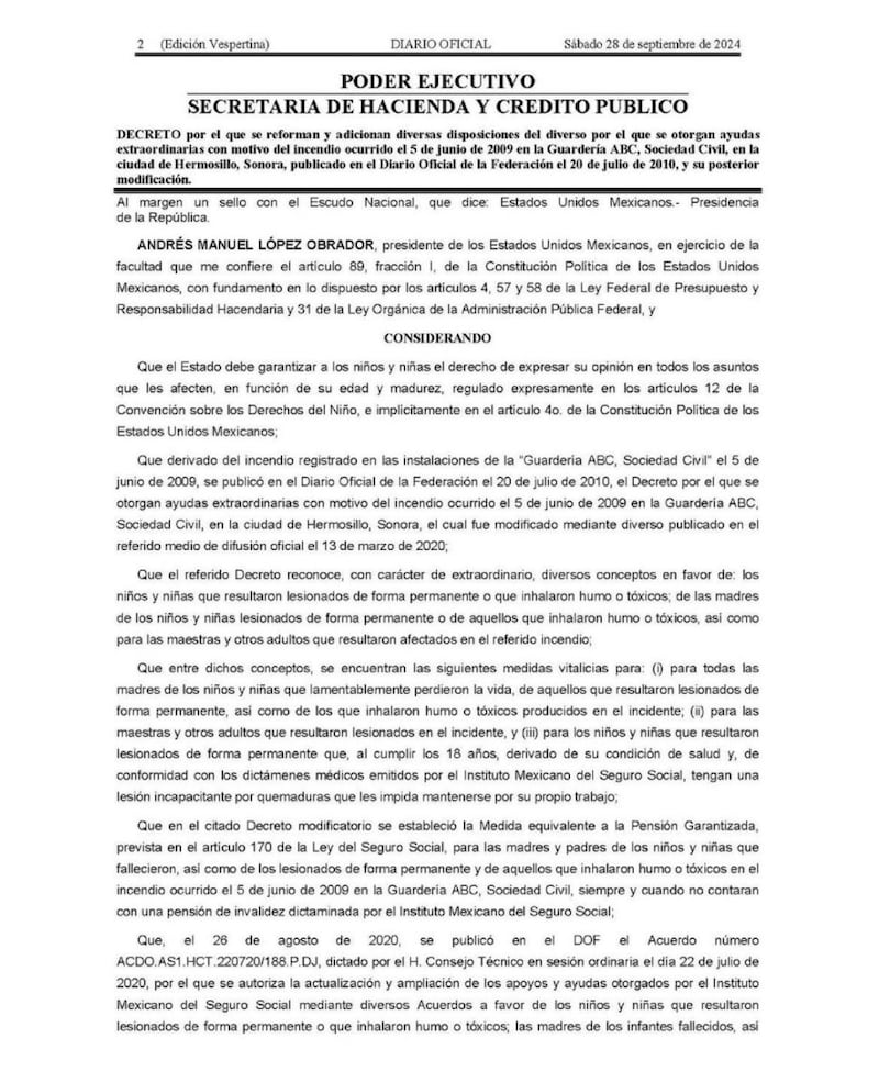 Diario Oficial de la Federación