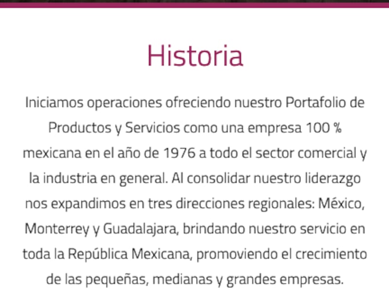 Historia de Prochemex, según su sitio web.