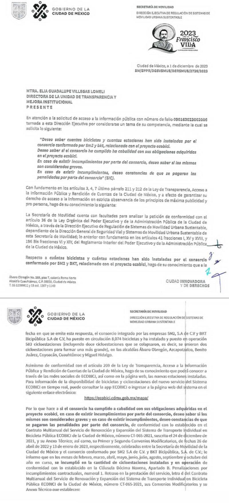 Solicitud de Información Ecobici