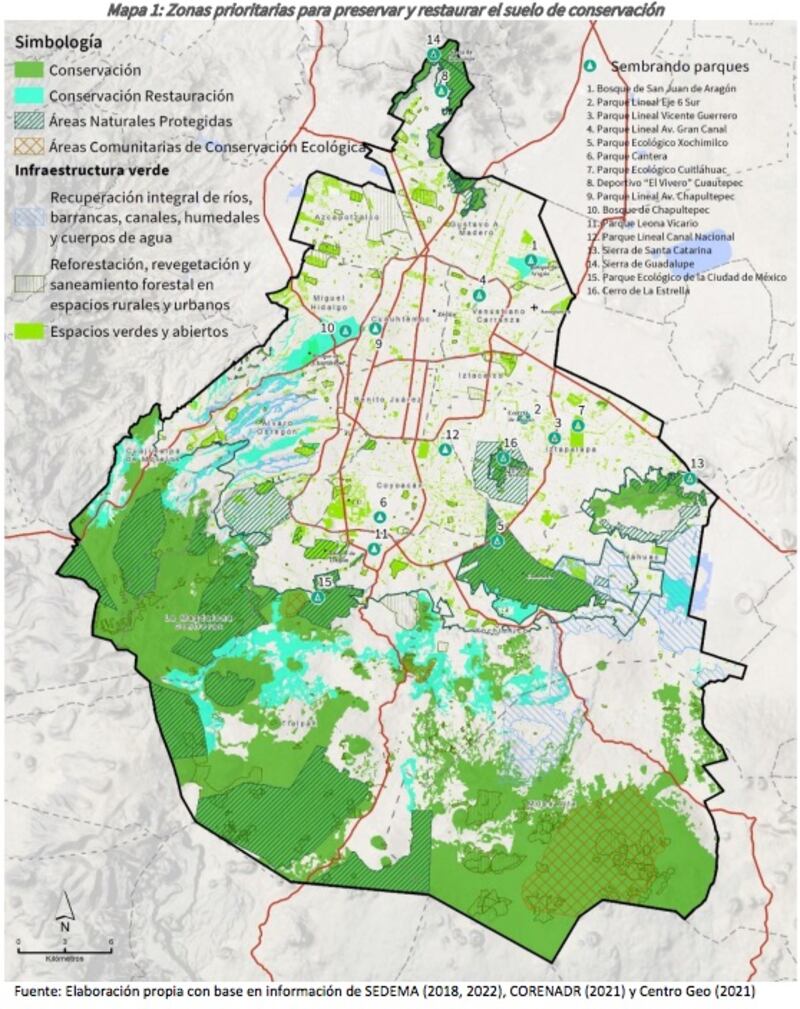 Zonas prioritarias para preservar el suelo de conservación en CDMX.