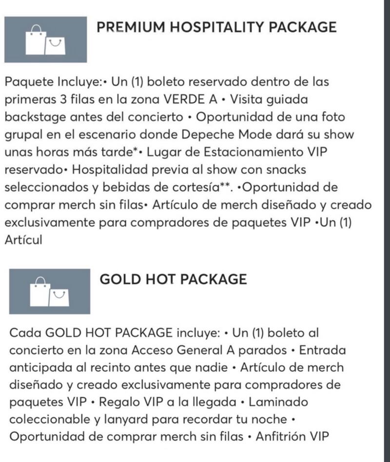 Precios de los paquetes especiales y qué incluye para su show en México.