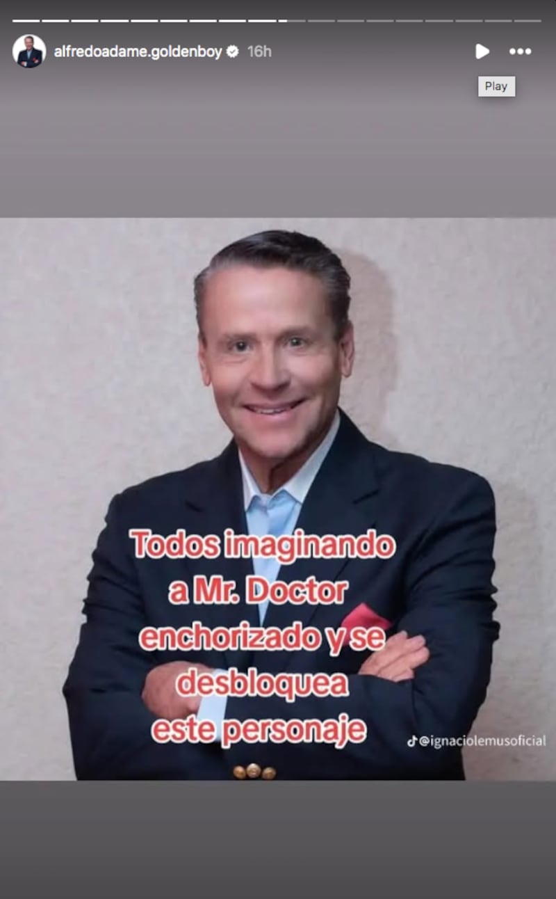 Historia de Alfredo Adame en Instagram