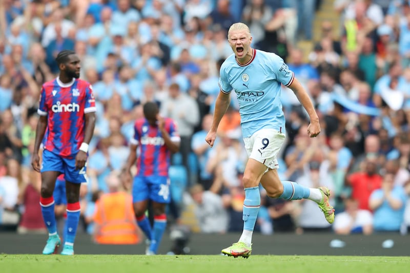 Erling Haaland hizo 21 goles en 15 partidos de Premier League con Manchester City.