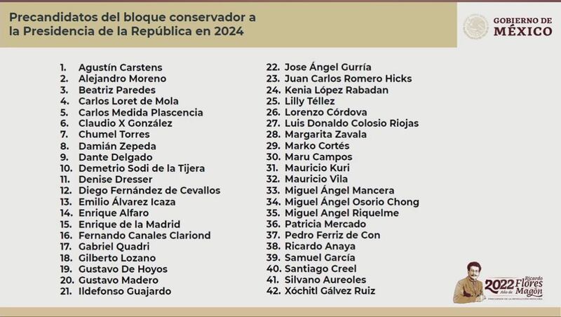 Presentó la lista de 42 aspirantes a la presidencia.