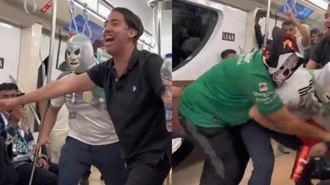 Tres aficionados mexicanos realizaron el espectáculo en el metro qatarí.