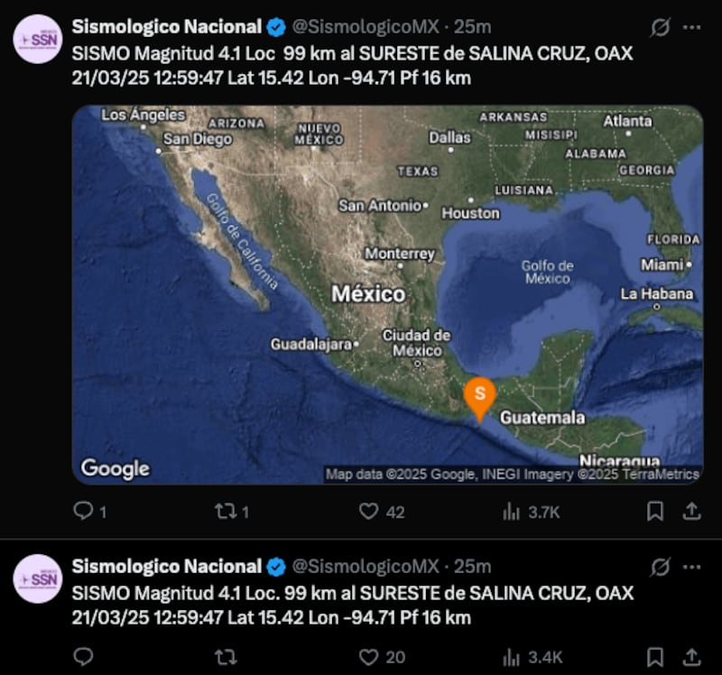 Sismo en Salina Cruz, Oaxaca