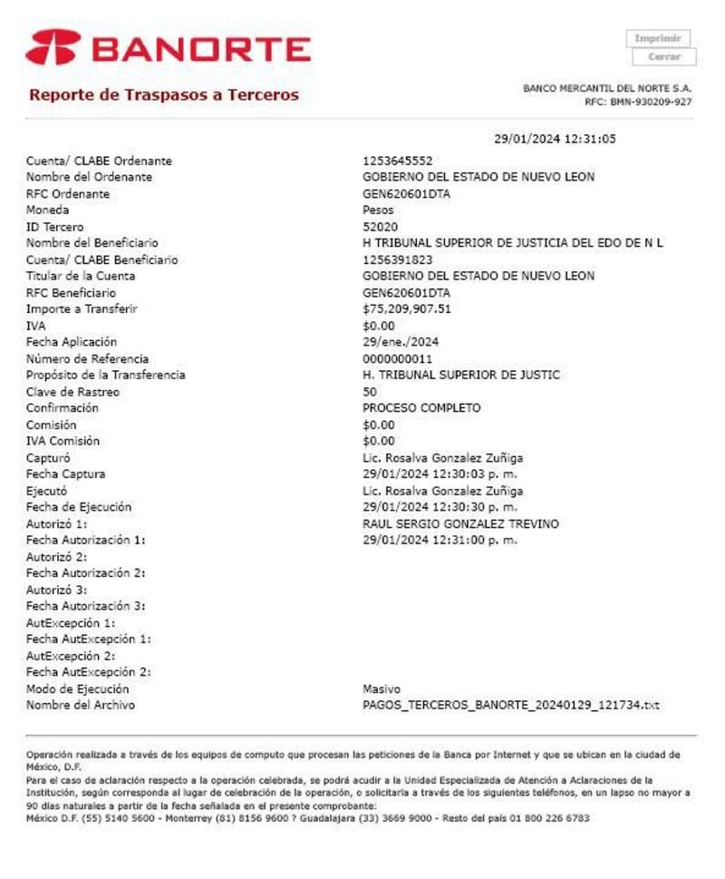 Imágenes que comprueban las transferencias realizadas. (Especial)