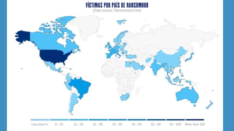 RansomHub ha atacado a varios países de todo el mundo; sin embargo, su principal objetivo es Estados Unidos.