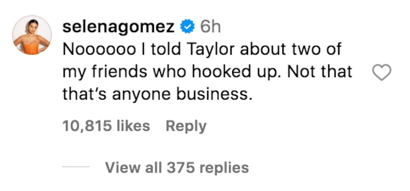 Selena Gomez aclara detalles de su conversación con Taylor Swift