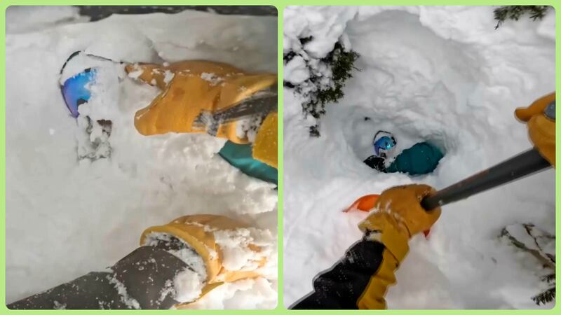 Esquiador rescata a snowboarder enterrado en la nieve