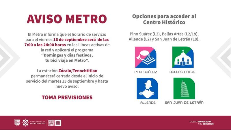 Metro servicio 16 de septiembre