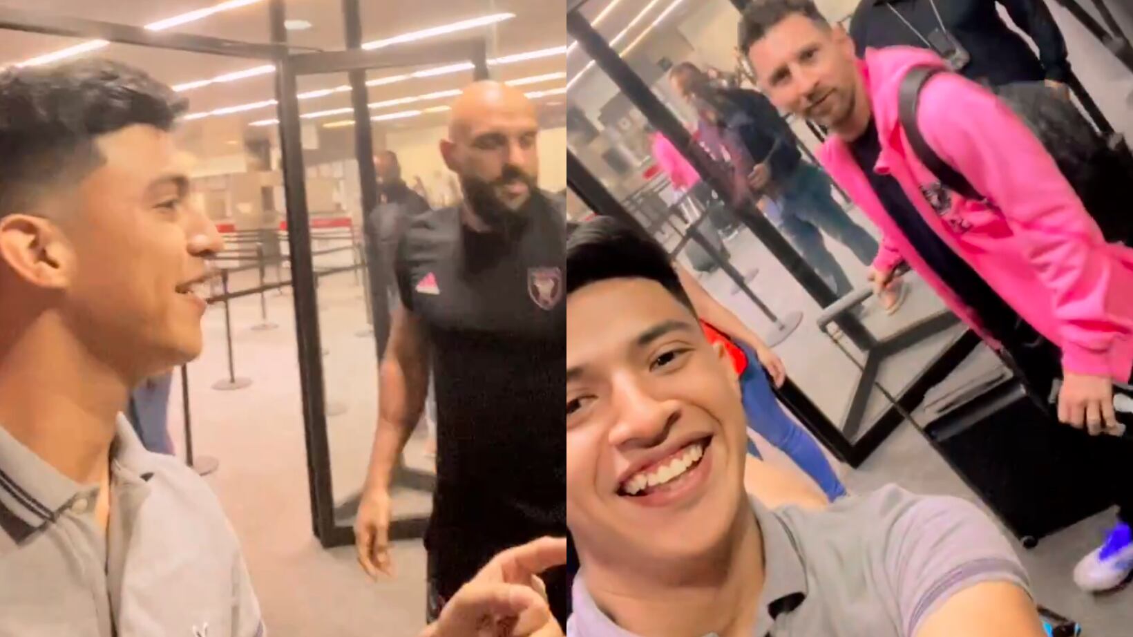 Un aficionado se encontró a Messi en el Aeropuerto de Monterrey.