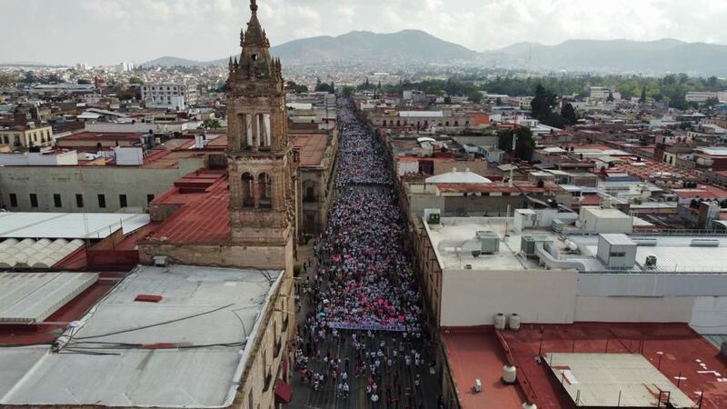 INE marcha Michoacán.