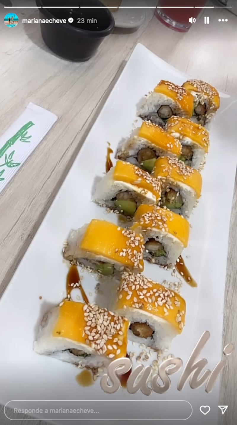 Mariana compartió en Instagram que iba a comer sushi de mango, después de su entrevista en el programa Hoy.