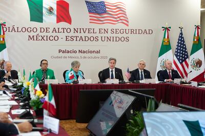 Cuauhtémoc, Ciudad de México, México, 5 de octubre de 2023. Diálogo de alto nivel sobre seguridad México–Estados Unidos en Palacio Nacional. 

Foto: Presidencia