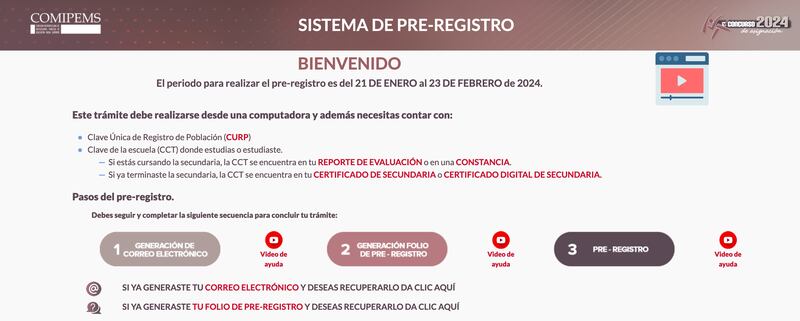 Comipems pre-registro 2024