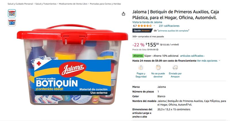 Botiquín médico casero en Amazon (Amazon)