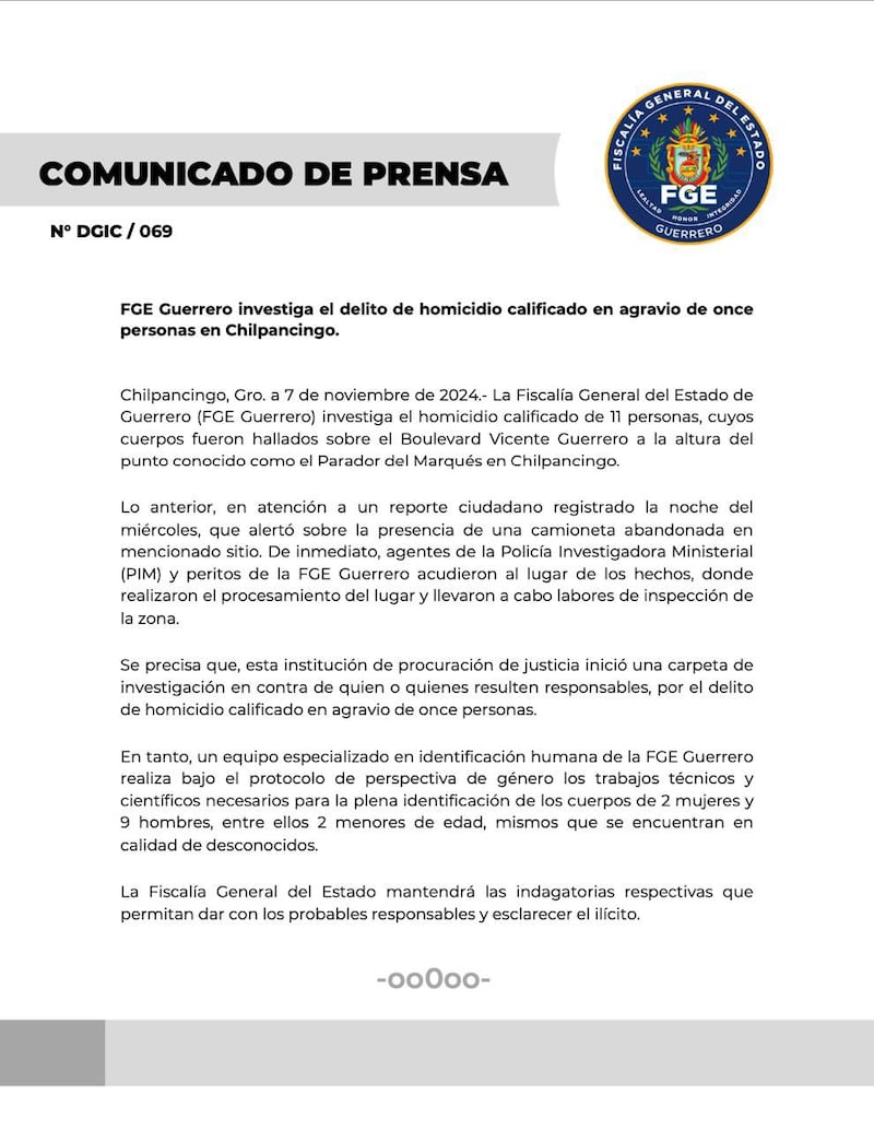 Autoridades confirmaron la identidad de dos mujeres, siete hombres y dos menores de edad en la camioneta hallada en Chilpancingo.