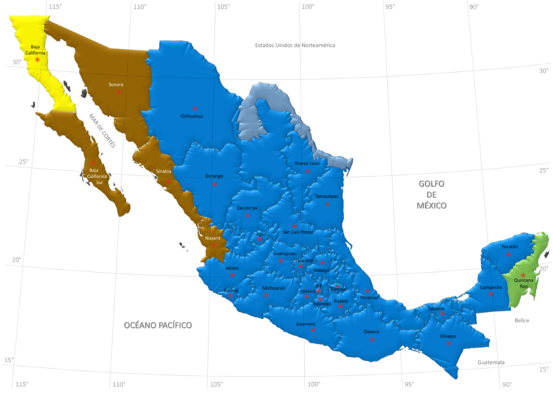 Zonas horarios de México