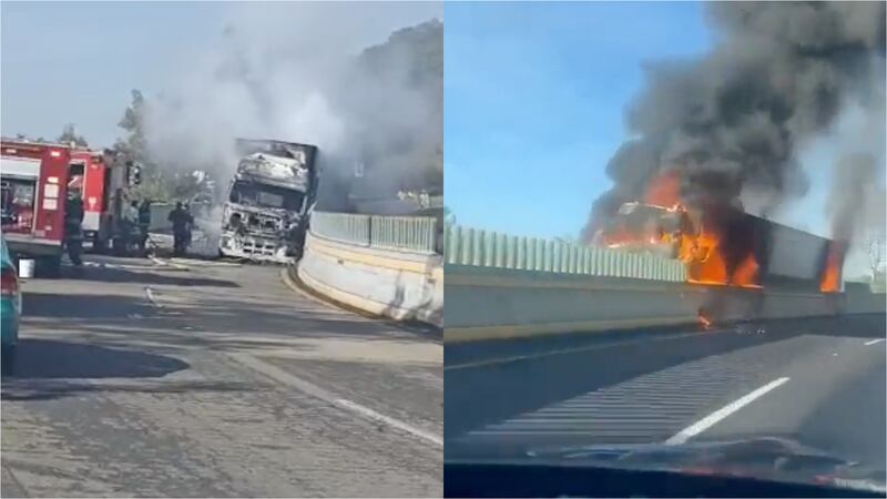 Cierran autopista México-Cuernavaca por incendio de tráiler