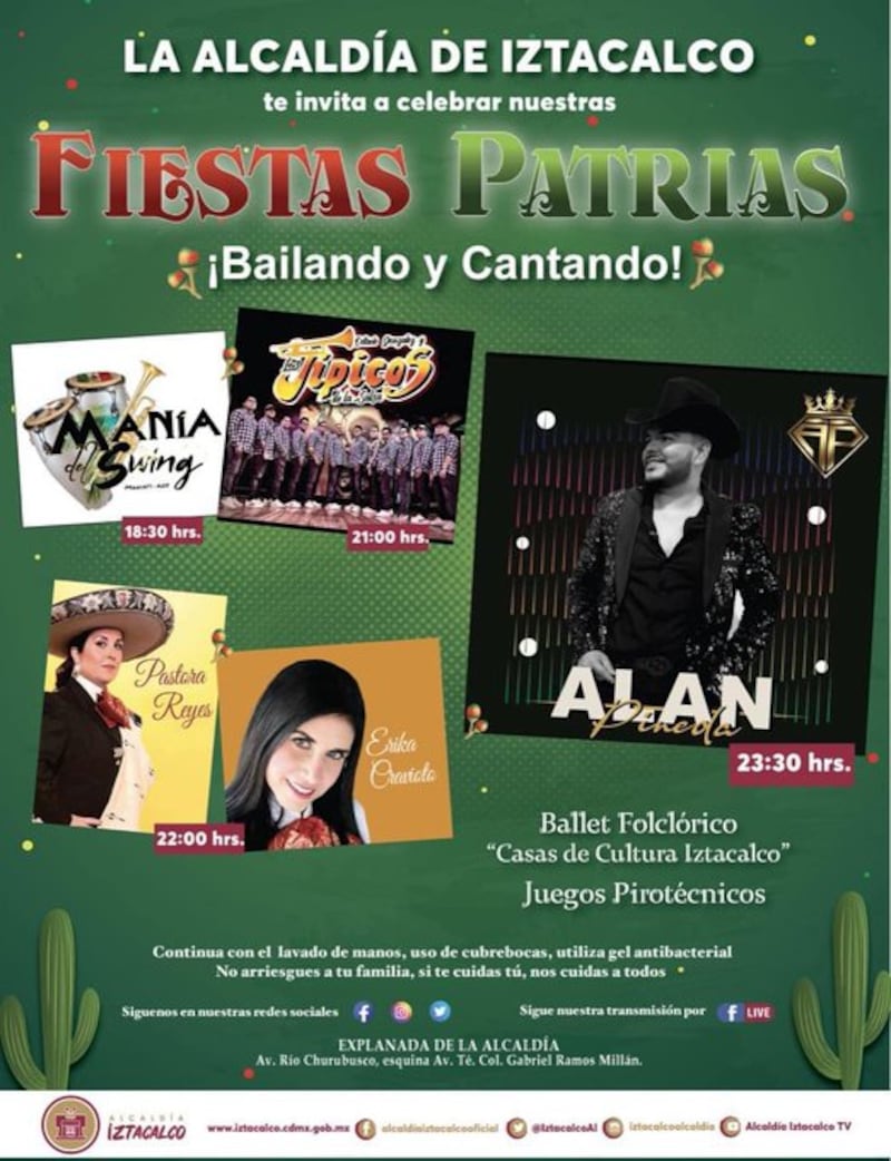 Iztacalco Cartelera Fiestas Patrias